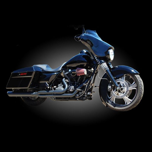 556Z-31 D&D 2-into-1 Fat Cat Black for 2009-2016 Harley FLH/FLT