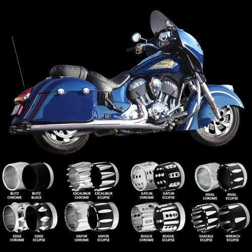 RCX111B RC Components 4" Black Slip On Mufflers for 2014-Newer Indian Chieftain Motorcycle