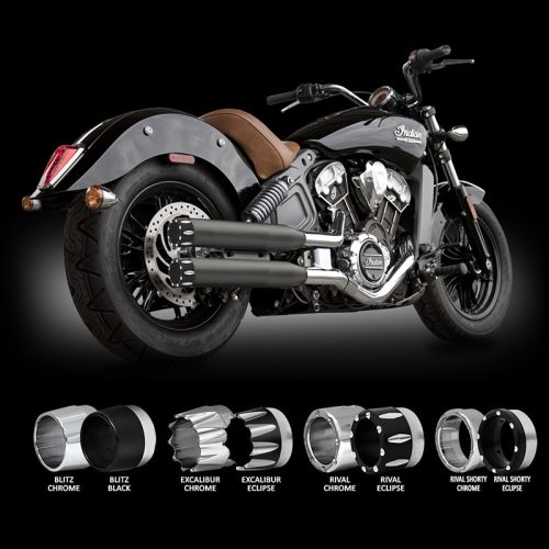 RCX220B RC Components Black Slip On Mufflers for 2015-Newer Indian Scout Motorcycle