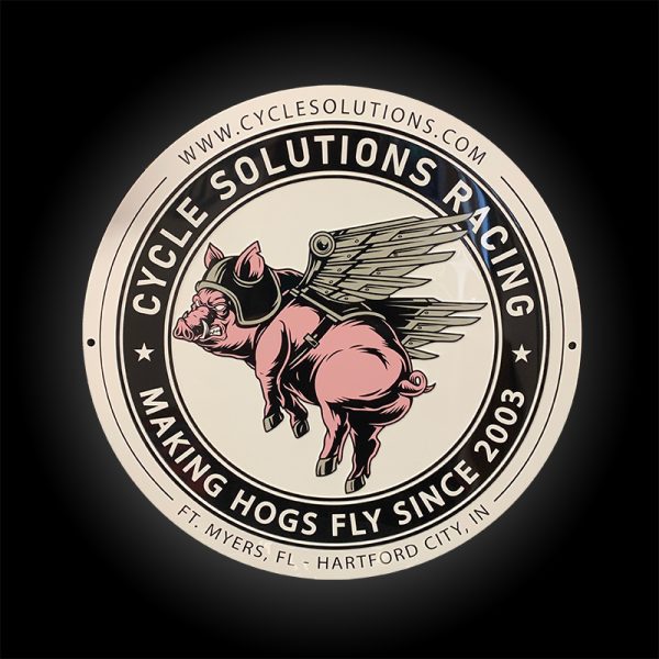 Cycle Solutions Inc. Making Hogs Fly 12" Embossed Metal Sign